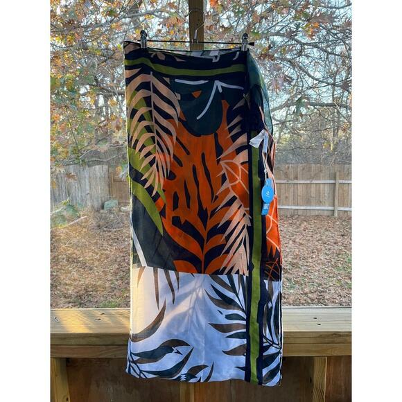 Cupshe Women's Palm Print Colorful Tropical Sarong Swim Cover OS. NEW - Picture 2 of 7